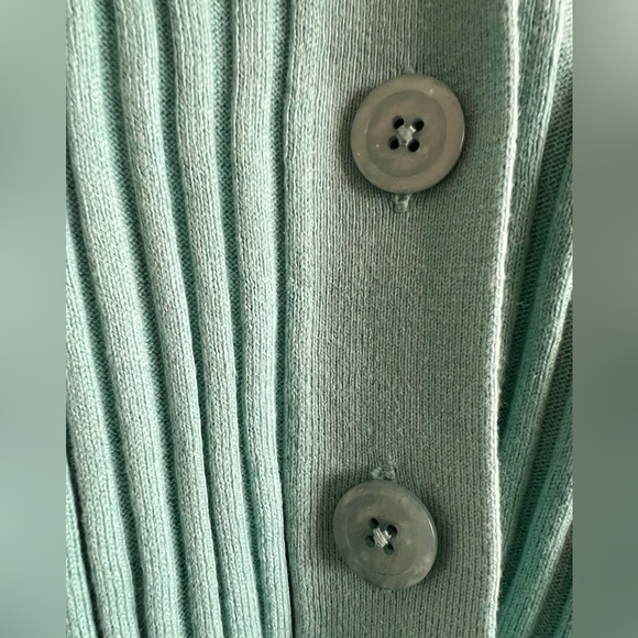 Talbots Aqua Ribbed Button-Up Cardigan - Picture 4 of 9